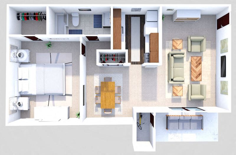 Phase I - 1 Bed 1 Bath w Patio floor plan